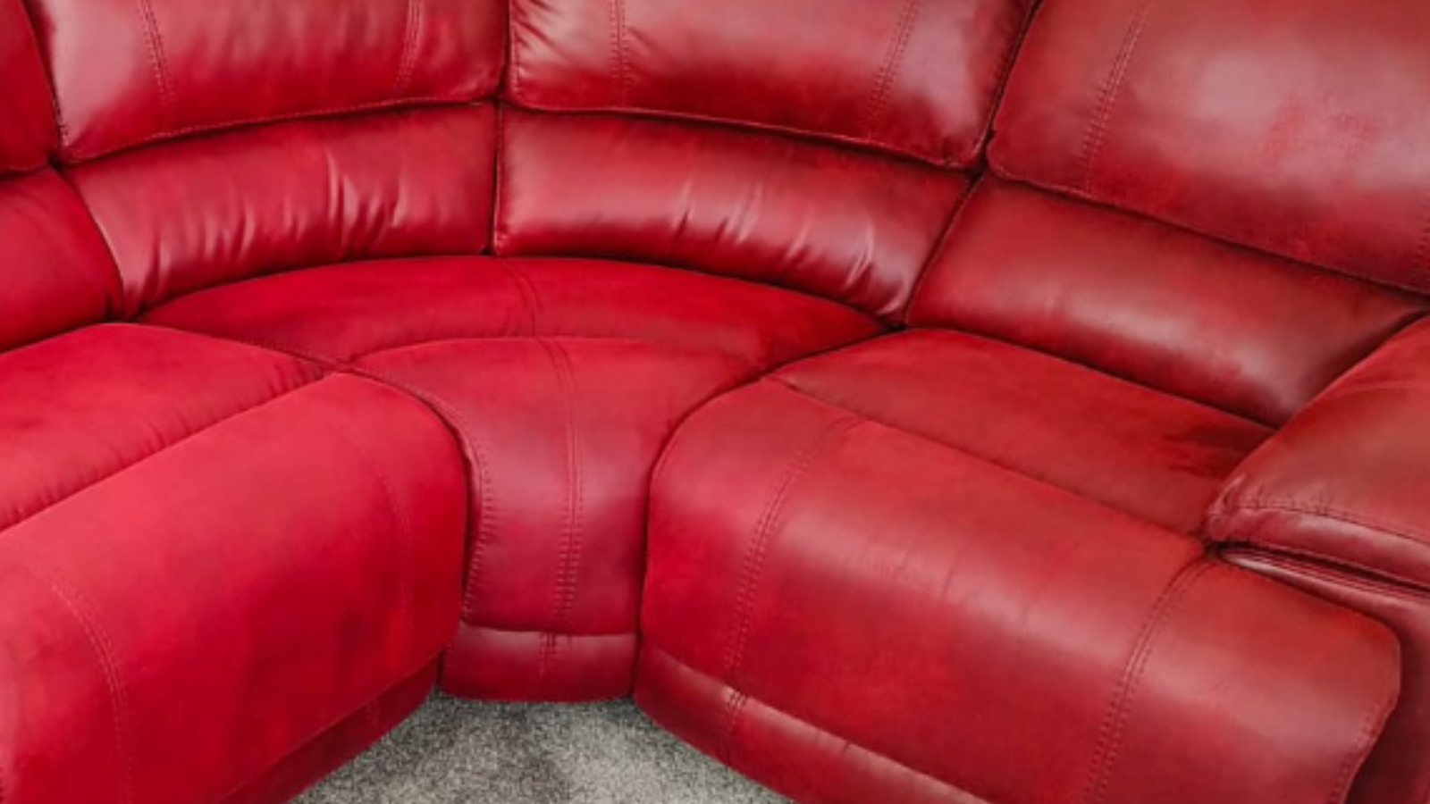 Red suede corner sofa after specialist suede and nubuck cleaning in Chester-le-Street