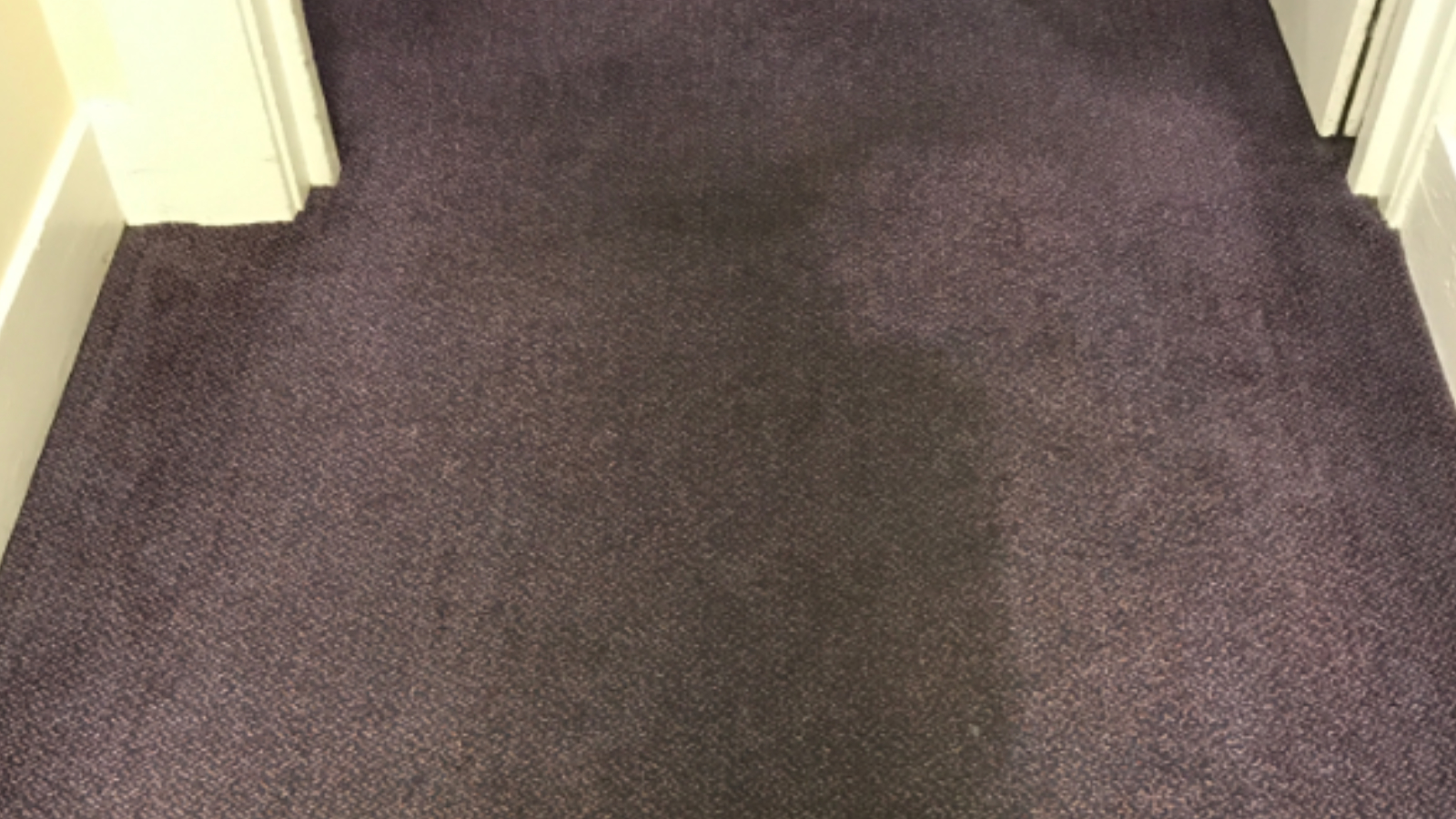 Corridor carpet before cleaning at the Rainton Bridge call centre