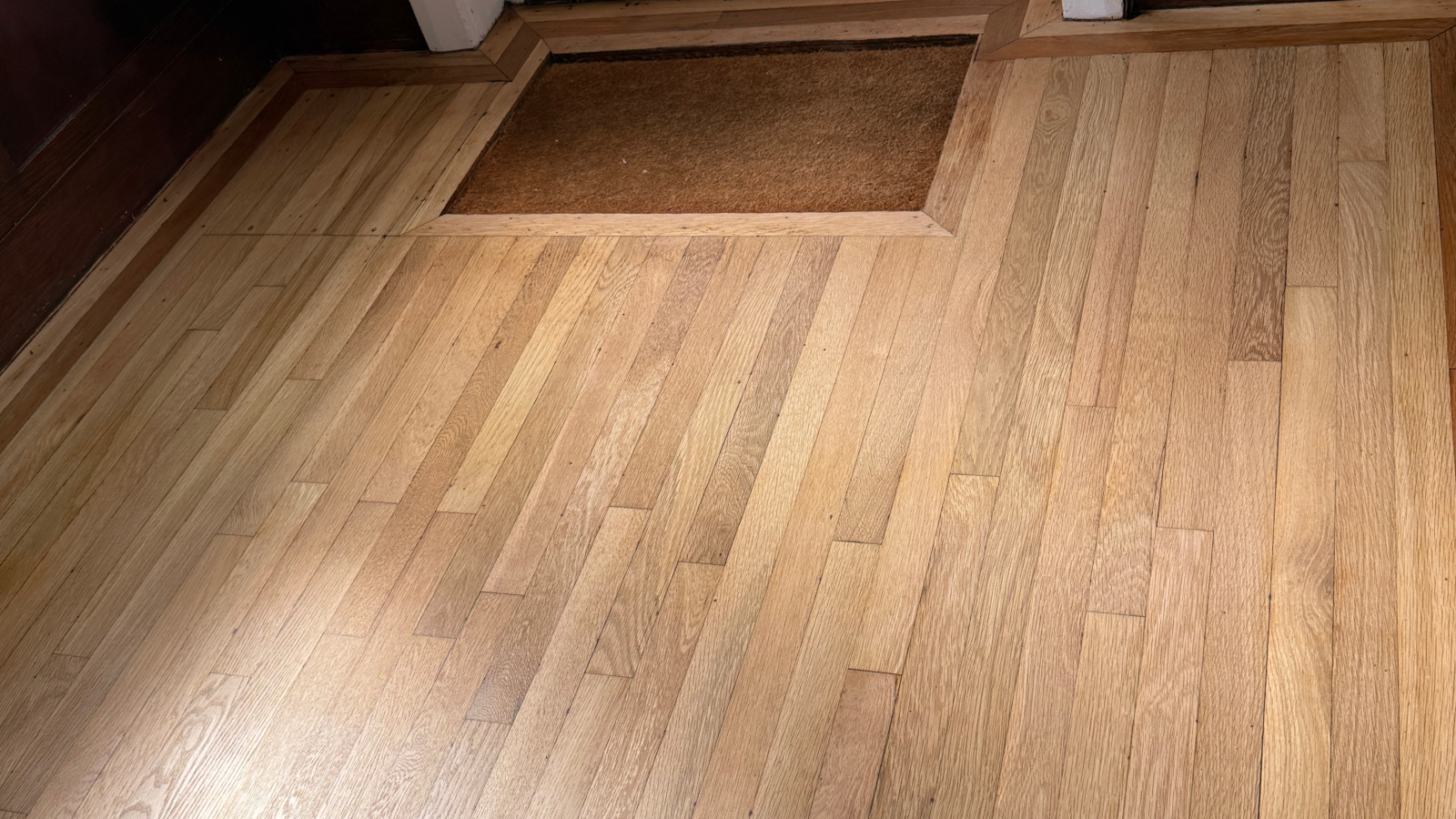 Restored oak strip flooring finished with Bona Traffic HD Matt lacquer in Jarrow